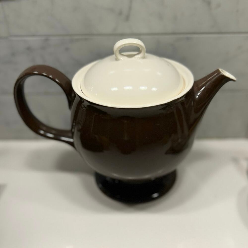 Vintage Mikasa Uptrend Brown White Tea Pot Classic DG-800 RARE Ceramic teapot